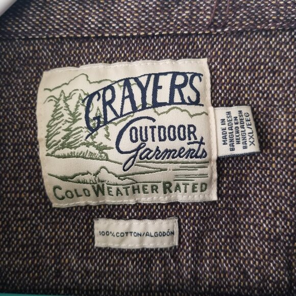 Grayers Cold Weather Mens XXL Brown Cotton Long Sleeve Button Up Shirt Jacket - Picture 2 of 16